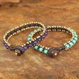 Blue Purple Aryuveda Hand Made Quartz and Resin Beaded Bracelets (Pair) Hot on Sale