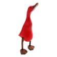 Barefoot Duck Acacia Wood and Bamboo Root Duck Sculpture in Red from Bali Supply