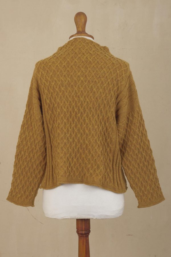 Antique Gold Trellis Women s Antique Gold 100% Alpaca Sweater Discount