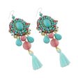 Ballroom Chic in Aqua Pink Quartz Blue Calcite Beaded Oval Tassel Dangle Earrings Online Sale