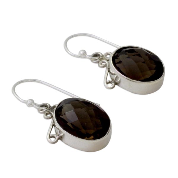 At Twilight Women s Sterling Silver and Smoky Quartz Earrings Online now