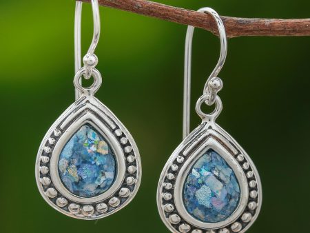 Ancient Teardrops Drop-Shaped Roman Glass Dangle Earrings from Thailand Online