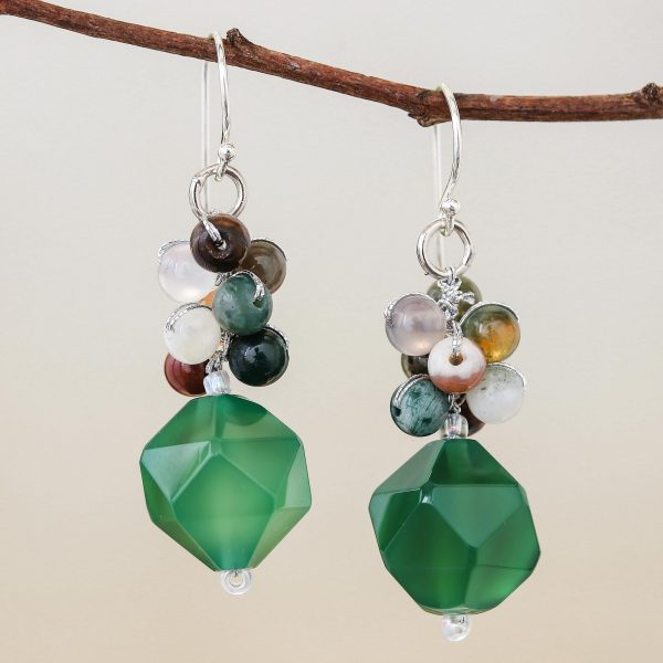 Beautiful Glam in Green Multi-Gemstone Beaded Cluster Earrings in Green Hot on Sale