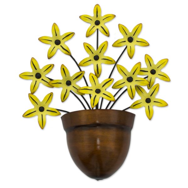 Black-Eyed Susan Yellow Flower Iron Wall Sculpture Crafted by Hand For Sale