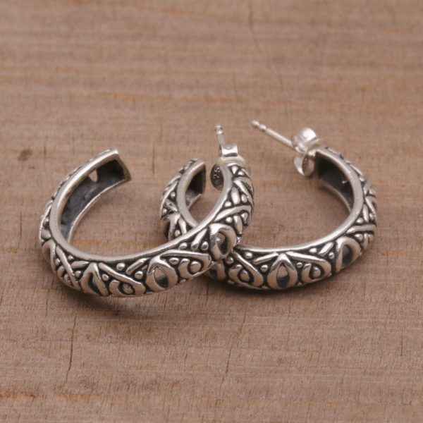 Bali Weave Sterling Silver Half-Hoop Earrings from Bali Discount