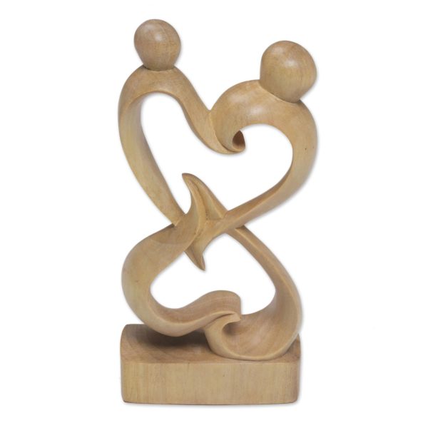 Balanced Hearts Abstract Crocodile Wood Statuette of Loving Couple from Bali Online now