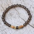 Batuan Tune Smoky Quartz Beaded Stretch Bracelet with Wood Accents Online Sale