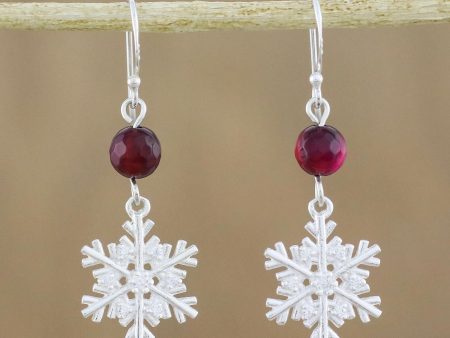 Winter Wonderland Sterling Silver Snowflake Earrings with Chalcedony Supply