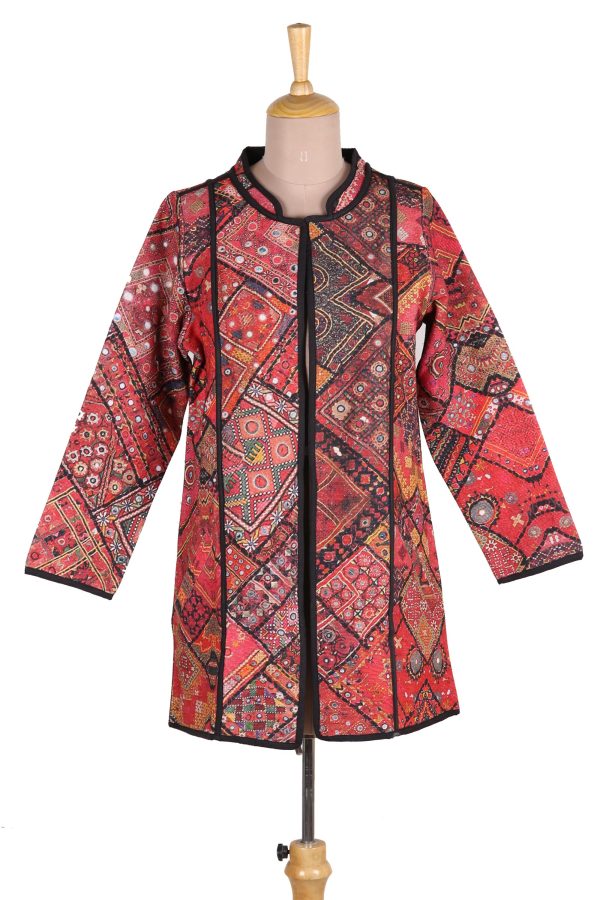 Blissful Variety Printed Cotton Jacket with Various Motifs from India Hot on Sale