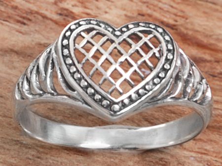 Bali Heart Sterling Silver Heart Shaped Cocktail Ring from Indonesia Online Sale