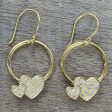 Adorable Hearts Gold Plated 925 Silver & Cubic Zirconia Butterfly Earrings For Sale