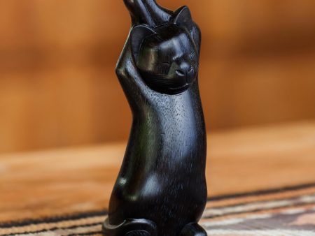 Black Cat Stretch Wood sculpture Online Sale