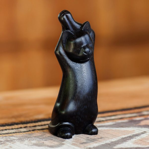 Black Cat Stretch Wood sculpture Online Sale