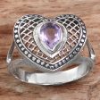 Bali Heart in Purple Sterling Silver Amethyst Heart Cocktail Ring from Indonesia Online Hot Sale