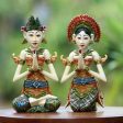 Balinese Bride and Groom Balinese Bride and Groom Handcrafted Wood Sculptures (Pair) Online Sale