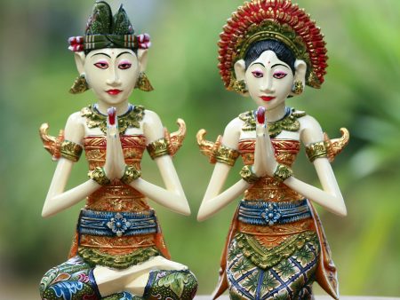 Balinese Bride and Groom Balinese Bride and Groom Handcrafted Wood Sculptures (Pair) Online Sale