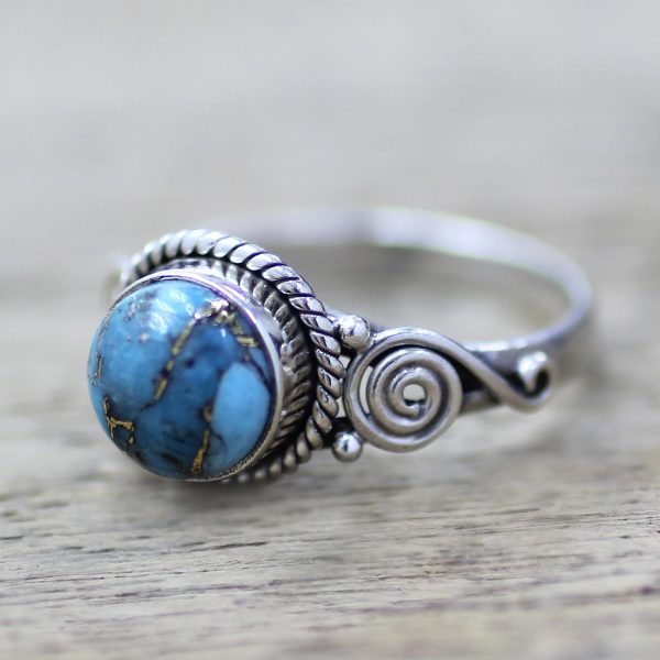 Blue Attunement Sterling Silver and Blue Composite Turquoise Cocktail Ring Discount