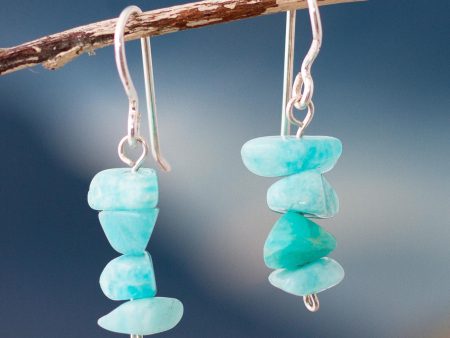 Aqua Harmony Amazonite Beaded Dangle Earrings Crafted in Peru Fashion