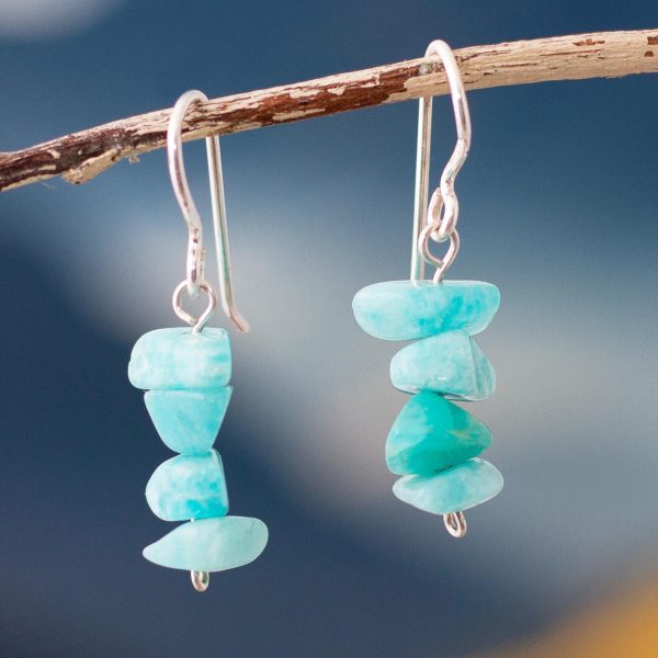 Aqua Harmony Amazonite Beaded Dangle Earrings Crafted in Peru Fashion