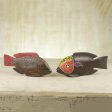 African Tilapia Fish Beaded Wood Sculptures (Pair) For Sale