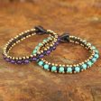 Blue Purple Aryuveda Hand Made Quartz and Resin Beaded Bracelets (Pair) Hot on Sale