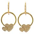 Adorable Hearts Gold Plated 925 Silver & Cubic Zirconia Butterfly Earrings For Sale