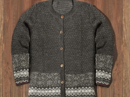 Wintry Passion Graphite and Smoke 100% Alpaca Cardigan from Peru Cheap