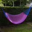 Berry Blossom Hand Woven Pink and Blue Nylon Hammock from Mexico (Double) Online now