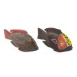 African Tilapia Fish Beaded Wood Sculptures (Pair) For Sale