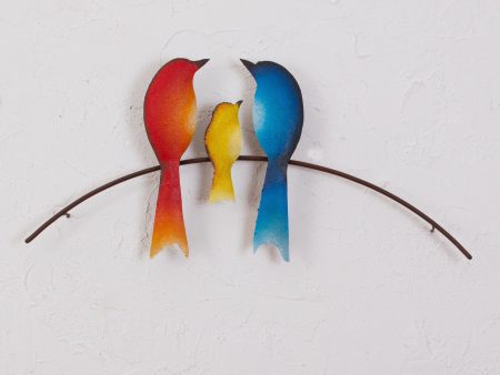 Bird Family Steel Wall Sculpture of Three Birds from Mexico Online Hot Sale