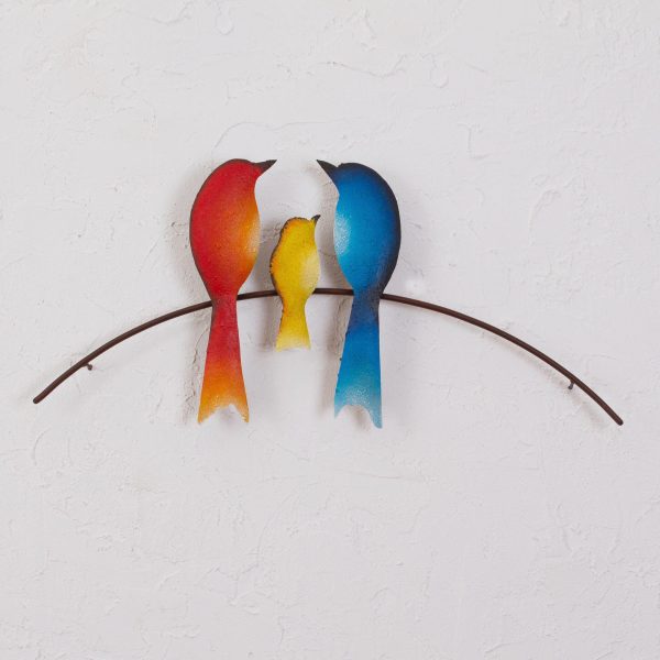 Bird Family Steel Wall Sculpture of Three Birds from Mexico Online Hot Sale