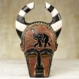 Azubuike Artisan Crafted Sese Wood and Brass Wall Mask from Ghana For Cheap