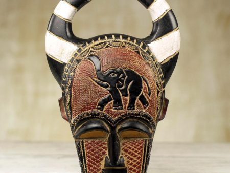 Azubuike Artisan Crafted Sese Wood and Brass Wall Mask from Ghana For Cheap