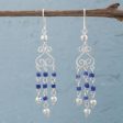 Blue Curls Sodalite and Sterling Silver Chandelier Earrings from Peru Online now