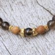 Batuan Tune Smoky Quartz Beaded Stretch Bracelet with Wood Accents Online Sale