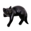 Black Cat Relaxes Signed Balinese Black Cat Sculpture For Sale