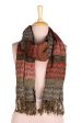 Autumn Waves Wave Pattern Wool Scarf from India For Cheap