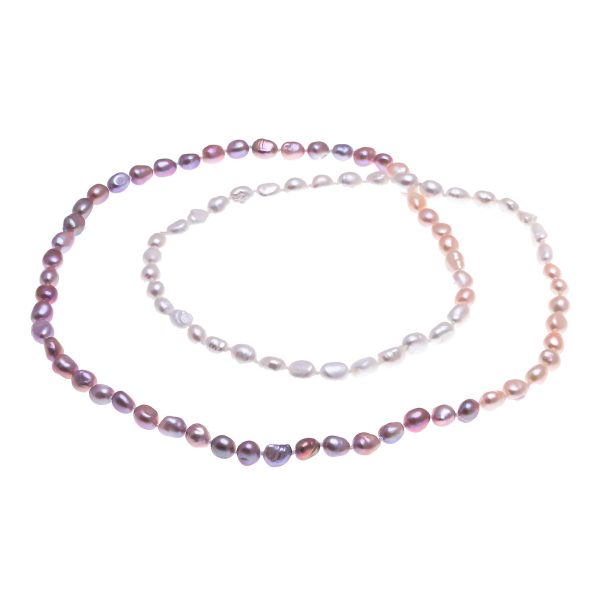 Blissful Woman in Pink Cultured Pearl Beaded Long Necklace in Pink from Thailand For Cheap