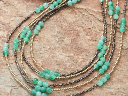 Boho Elegance in Green Green Quartz Beaded Strand Necklace from Thailand Fashion