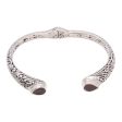 Balinese Terrace Teardrop Garnet Cuff Bracelet from Bali Supply