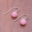 Beautiful Orbs Round Rose Quartz Drop Earrings from Thailand Online Hot Sale