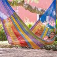 Beach Breeze Hand Crafted Multi-Color Striped Nylon Double-Sized Hammock Cheap