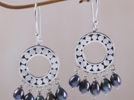 Black Moon Aura Sterling Silver Pearl Chandelier Earrings Online Hot Sale