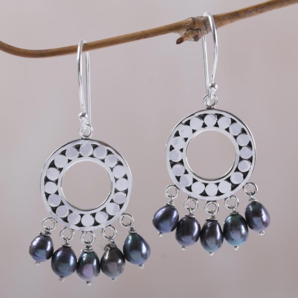 Black Moon Aura Sterling Silver Pearl Chandelier Earrings Online Hot Sale