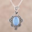 Blue Antique Radiance Handcrafted Antique Style Silver and Chalcedony Necklace For Cheap