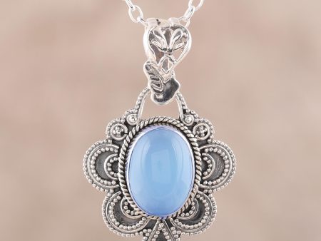 Blue Antique Radiance Handcrafted Antique Style Silver and Chalcedony Necklace For Cheap