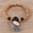 Blissful Bohemian Bone Beaded Stretch Bracelet from India For Discount