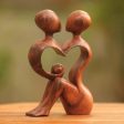 A Heart Shared by Two Romantic Wood Sculpture For Discount