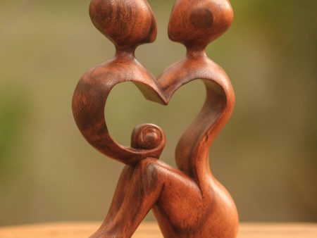 A Heart Shared by Two Romantic Wood Sculpture For Discount