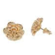 Blooming Rose 18k Gold Plated Sterling Silver Rose Stud Earrings (.5 inch) on Sale